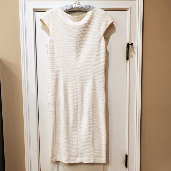 Adrienne Vittadini White Sleeveless Textured Midi Dress Sz 4 - Picture 2 of 4